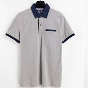 Tommy Hilfiger Polo in Gray with Dark Blue Accents XXXL
